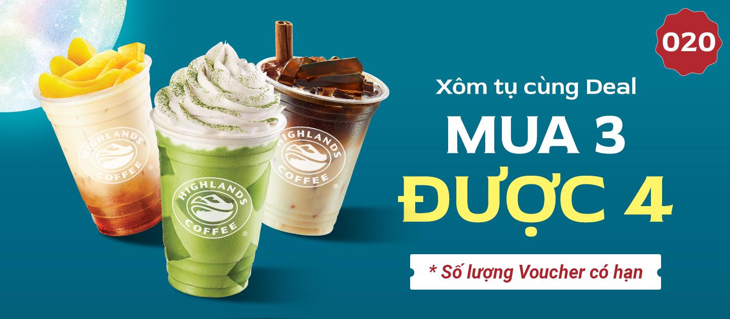 DEAL MỜI BẠN - Mua 3 Được 4 Highlands Coffee