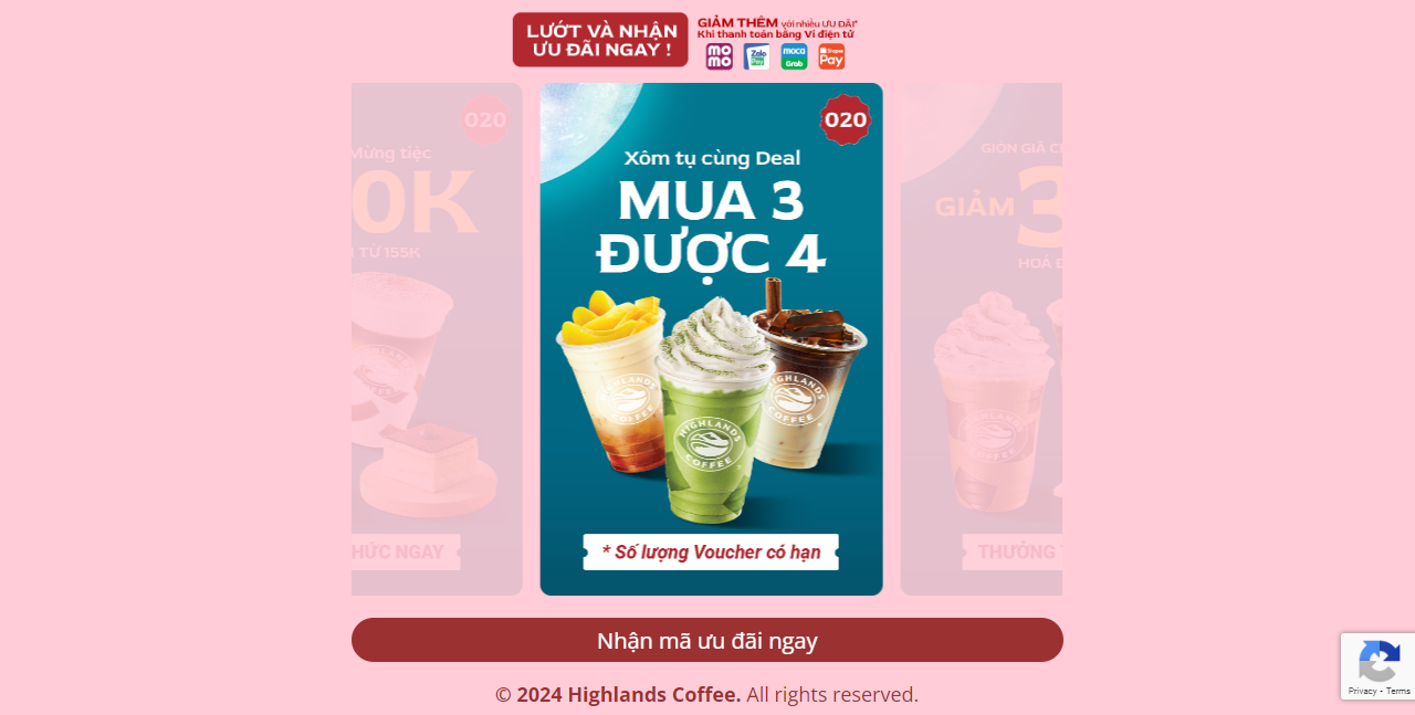 Deal Mua 3 Được 4 Highlands Coffee