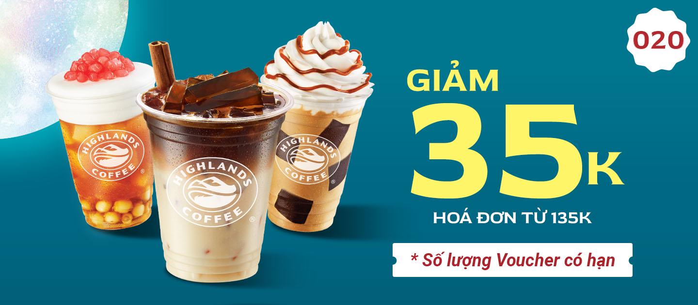 Voucher Giảm Giá 30.000 VNĐ Cho Hóa Đơn Từ 135.000 VNĐ Tại Highlands Coffee